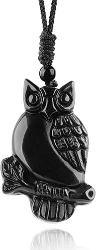 TIKCAUZ Collar de obsidiana negra de cristal natural y piedra curativa con cuerda ajustable, hecho a mano, joyería de piedras preciosas para hombres