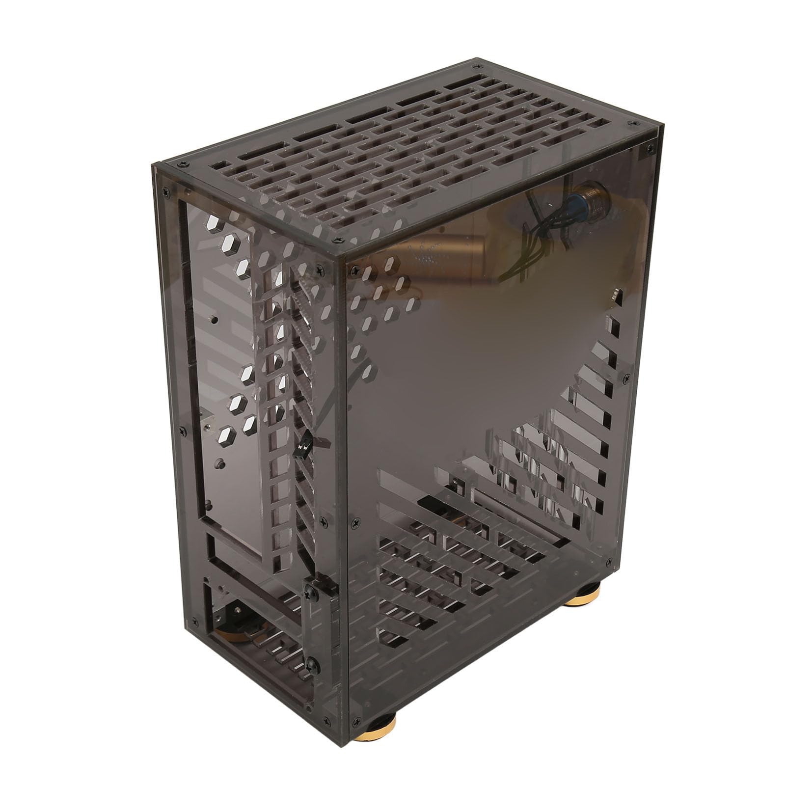 GOWENIC Przezroczysta Obudowa Komputera Mini ITX 4,3 L |Panel Akrylowy 360 Cooling Flex Power Support 2,5-calowy Dysk SSD do Majsterkowania (BLACK)