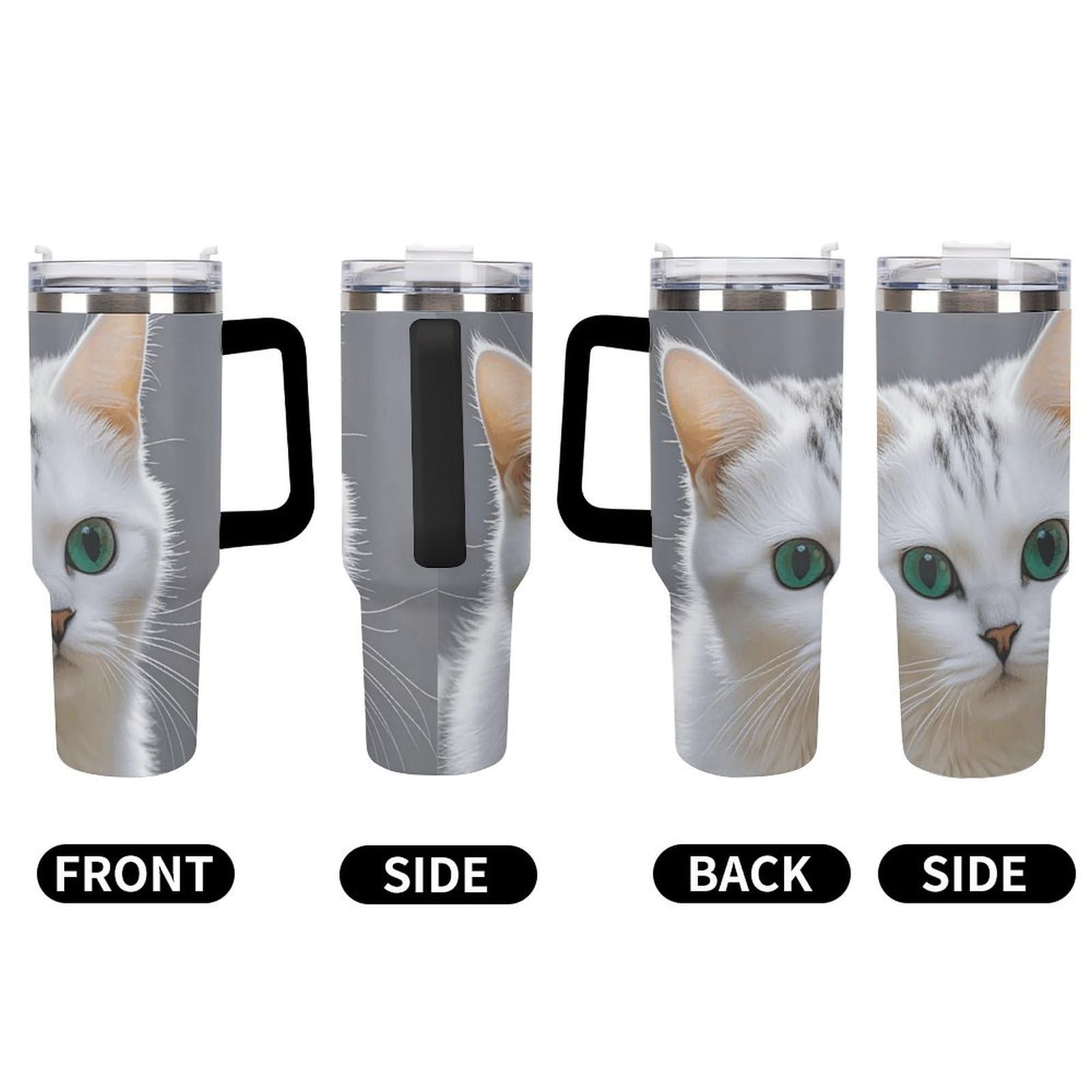 Gourde de voyage en forme de chat blanc