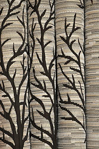 Image of HOME UTSAV 2 Piece Jute Blackout Heavy Jacquard Tree Floral Opaque Curtains for Window 6 Feet, Brown