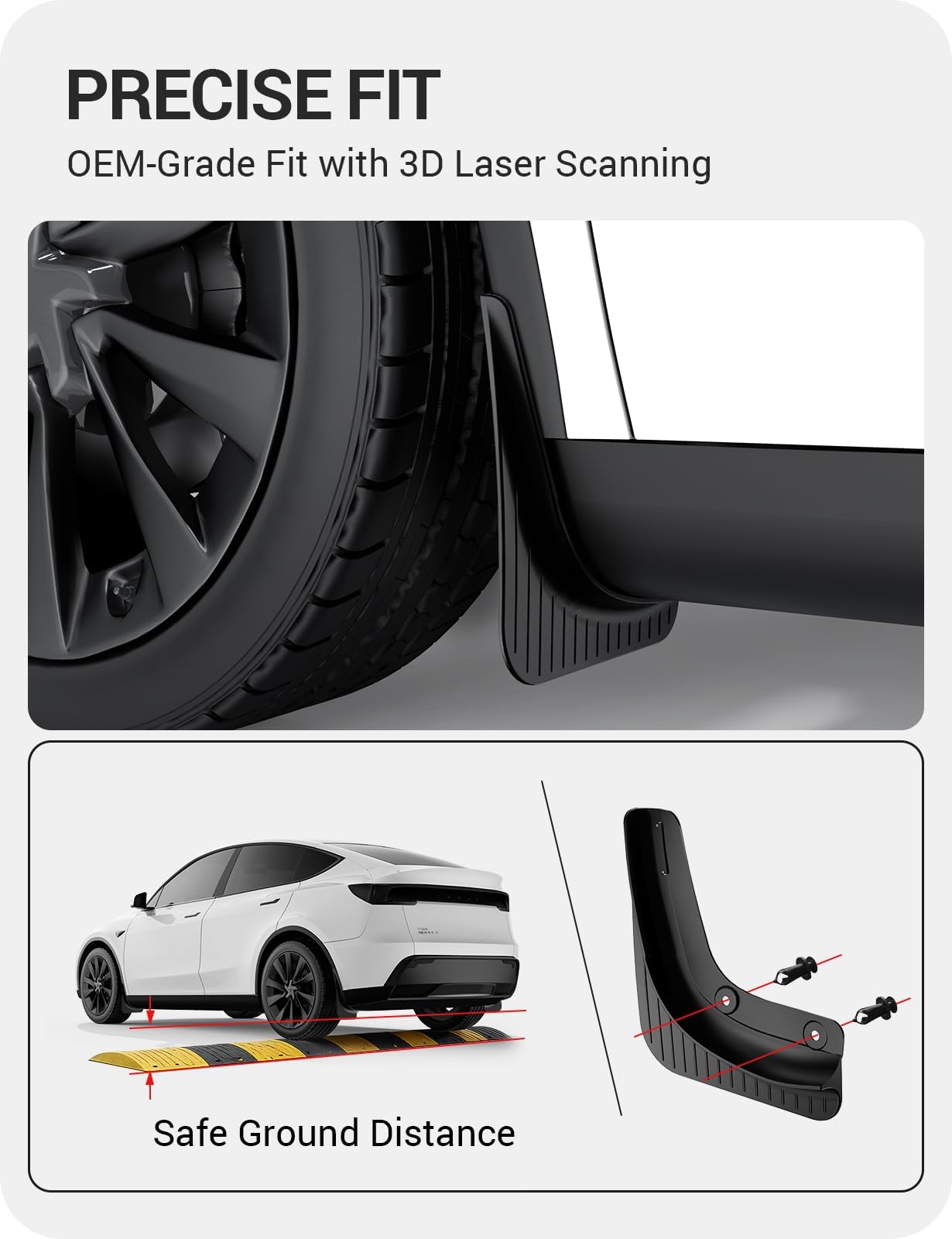BASENOR 2026 Parafanghi paraspruzzi per Tesla Model Y [Senza Foratura Senza Nastro] [Protezione della Vernice] Protettore per Pneumatici per Tutte le Condizioni Atmosferiche in TPE per Model Y Juniper