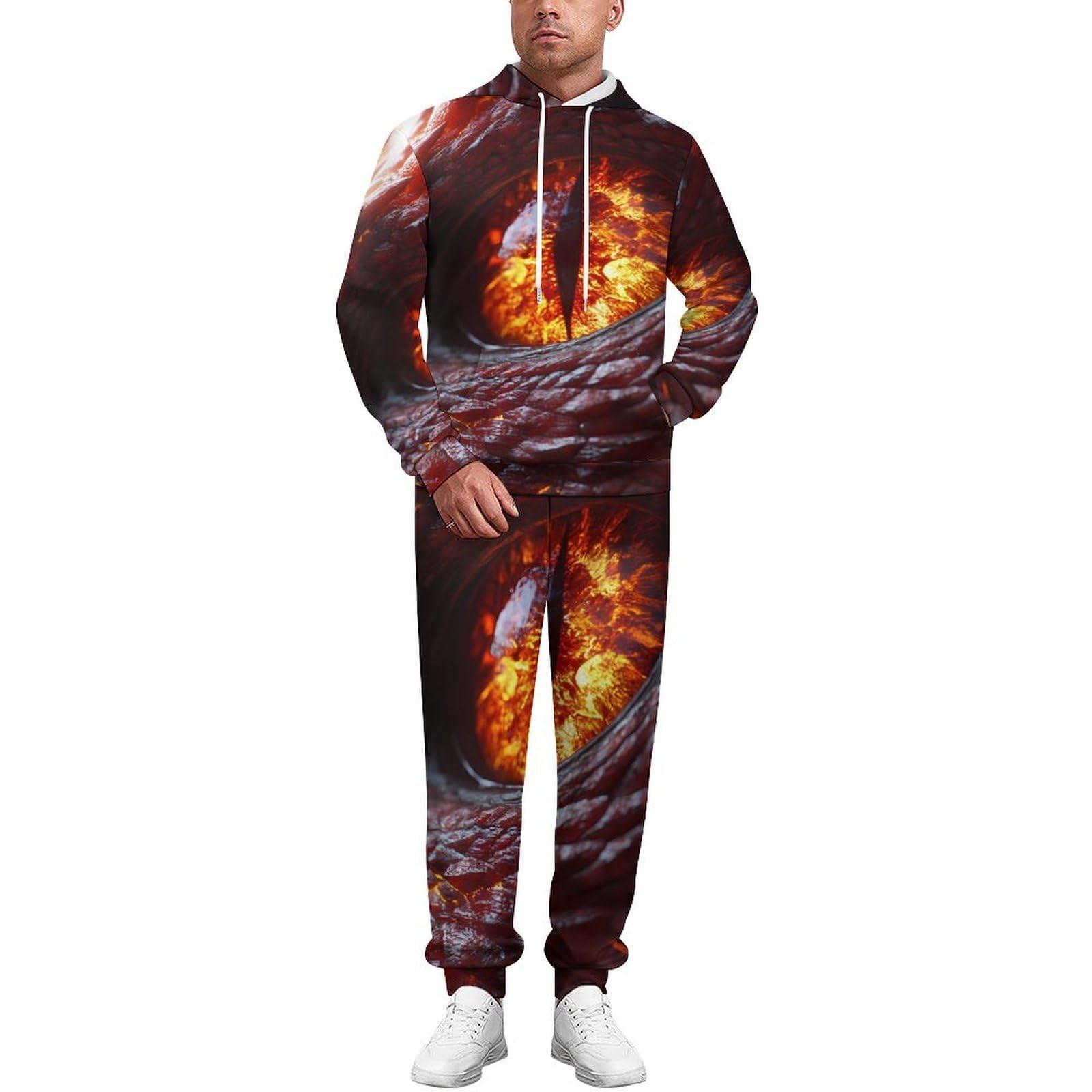 Dragon Eye - Conjunto de sudadera para hombre, 2 piezas, conjunto de chándal casual, sudadera cómoda con capucha
