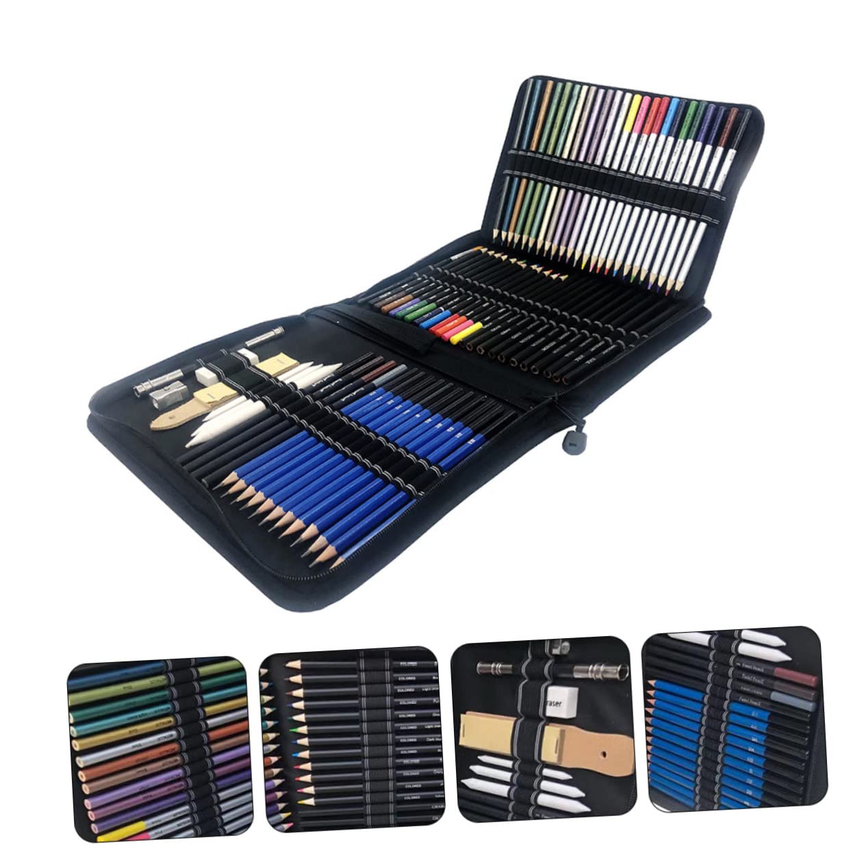 TEHAUX 72pièces Set De Crayons à Dessin Professionnels Crayons De Couleur Et Graphite Pour Artistes Pour Peinture Croquis Et Doodling