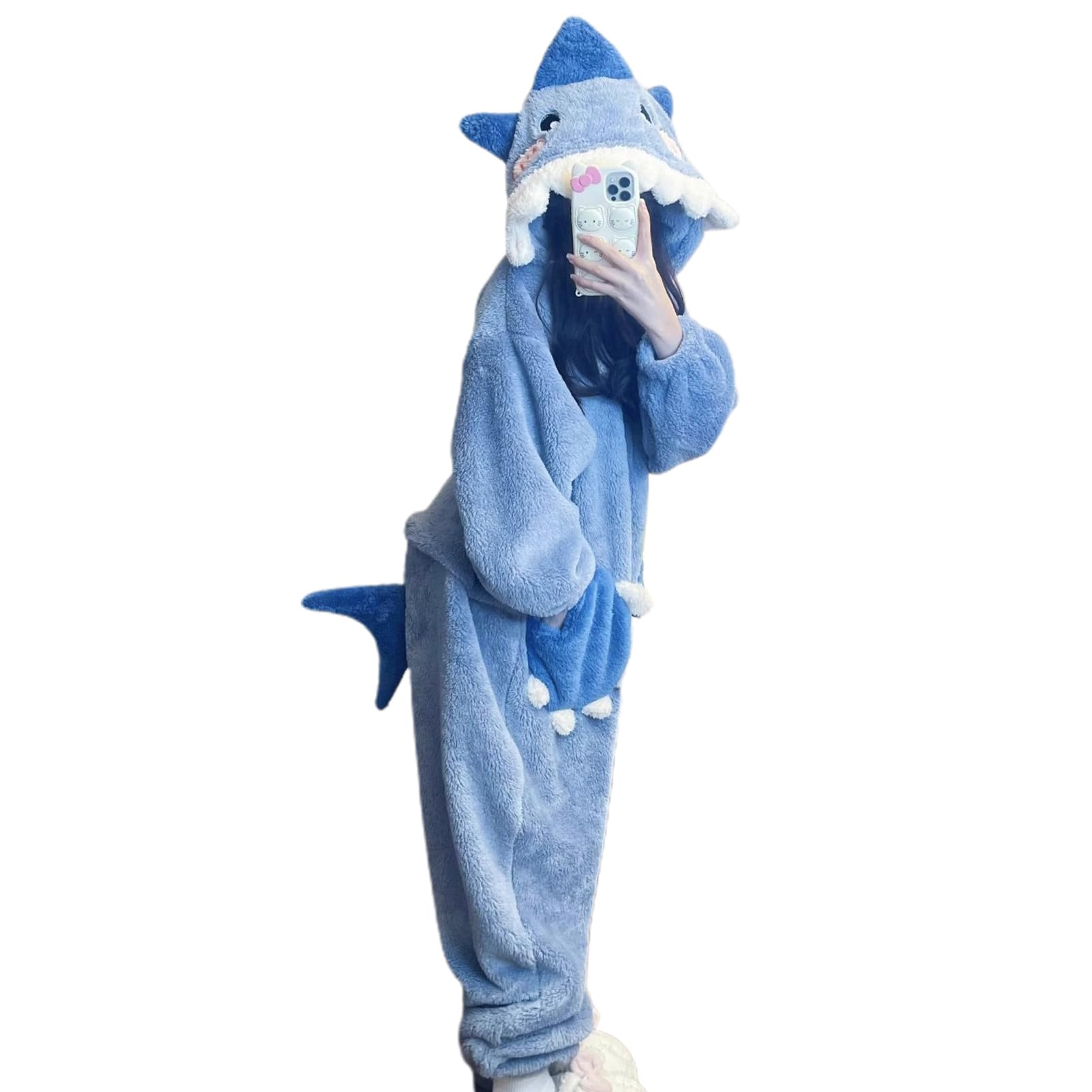 Shark Onesie Pigiama per Adulti con Cappuccio di Squalo Caldo Cartoon Morbido per Bambini e Adulti Regalo | Morbido per Bambini e Adulti Regalo