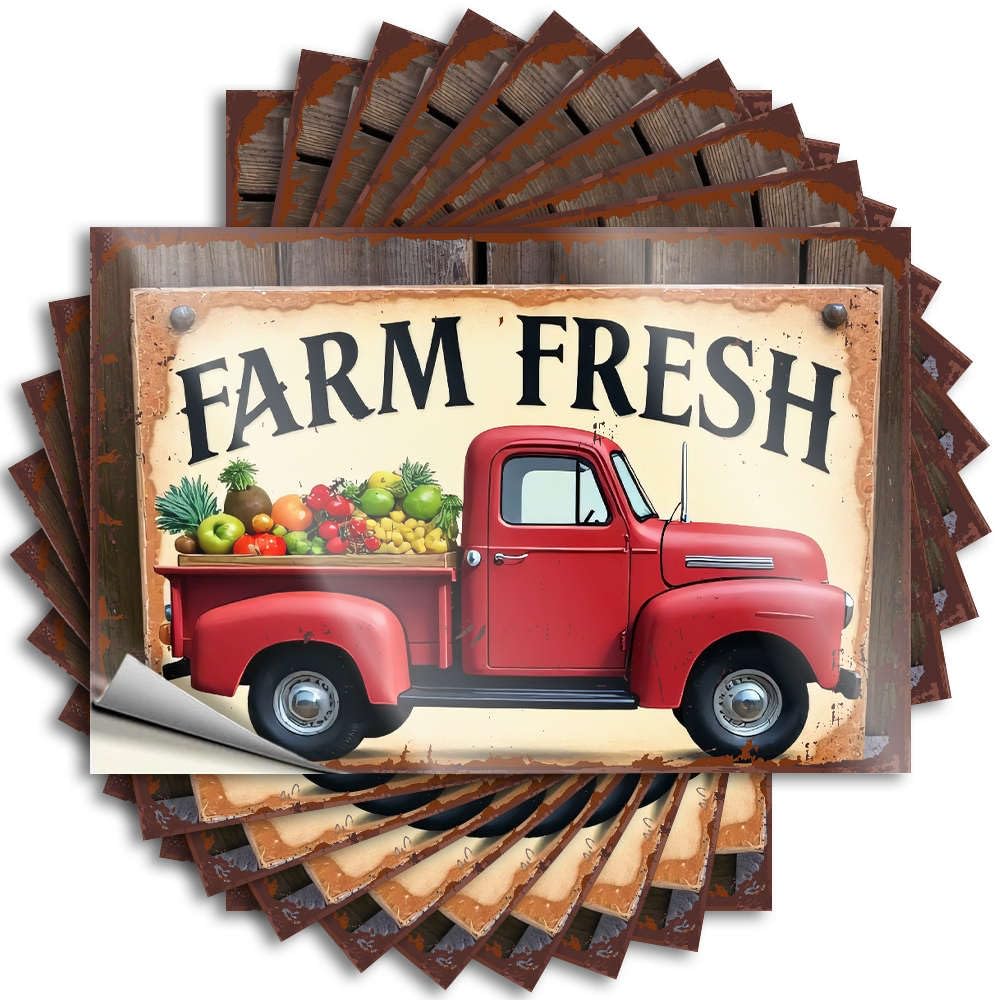 Decal Home Student Fall Bumper Farm Fresh Produce Truck - Scratch Resistant Stickers(6X9CM)