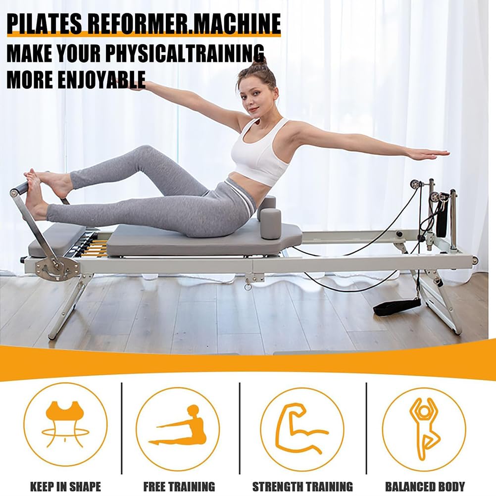 Amazon.co.jp: ピラティスリフォーマーマシン、強度調整可能な