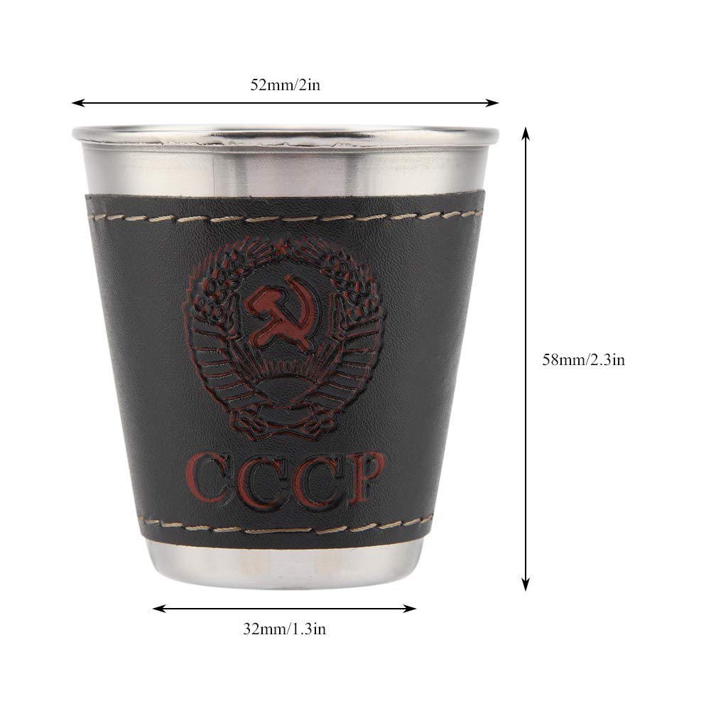 QANYEGN 4Pcs 70ml Stainless Steel Mini Wine Glass, Portable Wine Glass with Leather Case for Travel,Picnic,Outdoor