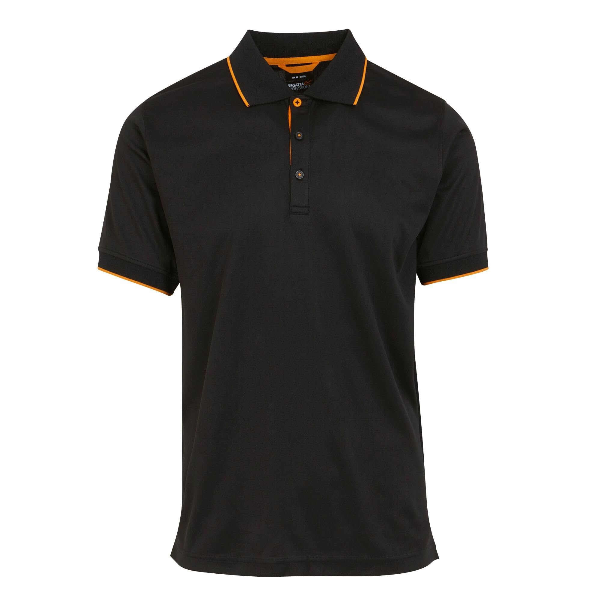 Regatta Professional Mens Navigate Short Sleeved Polo Shirts Black/Orange