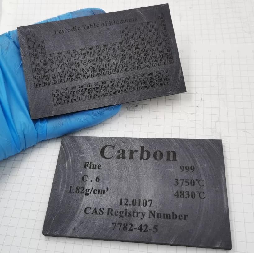 HOMOSTARRY Tavola periodica degli elementi in carbonio con elementi chimici in puro titanio, grafico per insegnanti, studenti, studio, ufficio, decorazione artigianale, 10 x 6 x 0,5 cm, 54-56 g