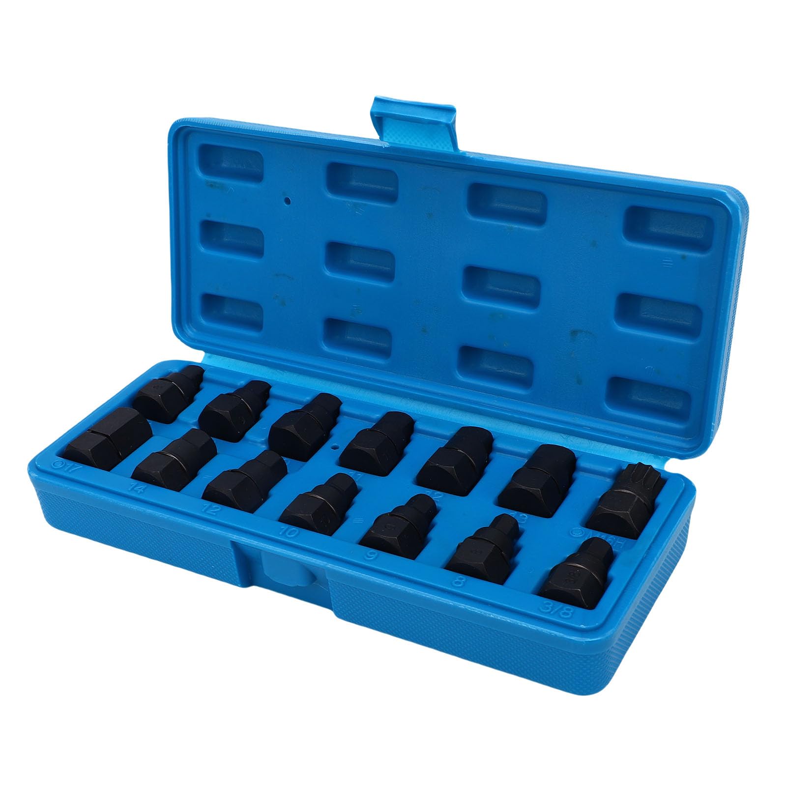 Juego Llaves Tapón Drenaje Aceite 3/8 Pulgadas Acero CR-Mo Hexagonal Cuadrado Estriada Kit Mantenimiento Coche Resistente Estuche Incluido