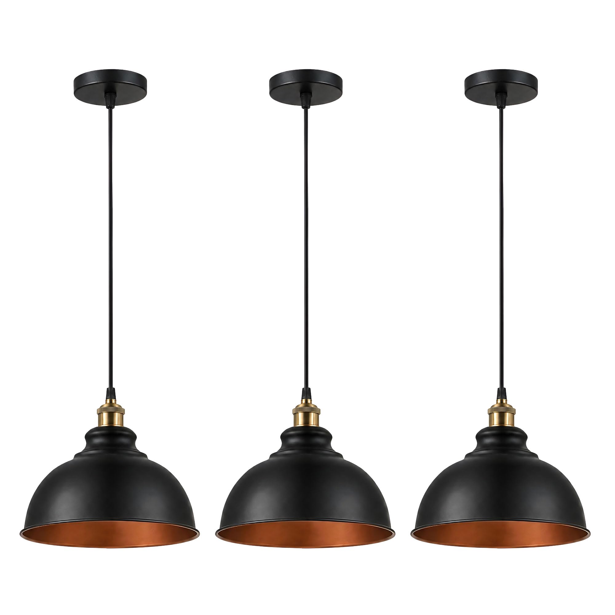 3 PCs Vintage Industrial Single Head Hanging Pendant Light With Bulb
