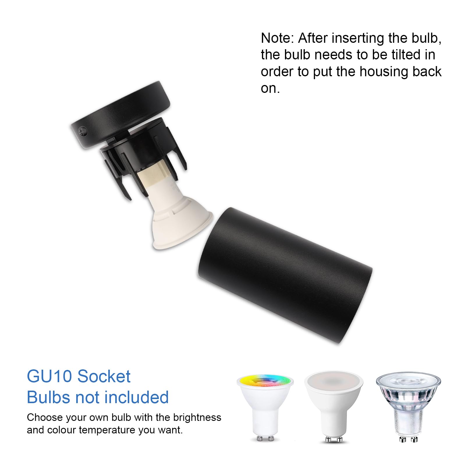 Faretti Da Soffitto Orientabili Klighten - 2 Pezzi, GU10, Nero, 70x130 Mm - Foto 9