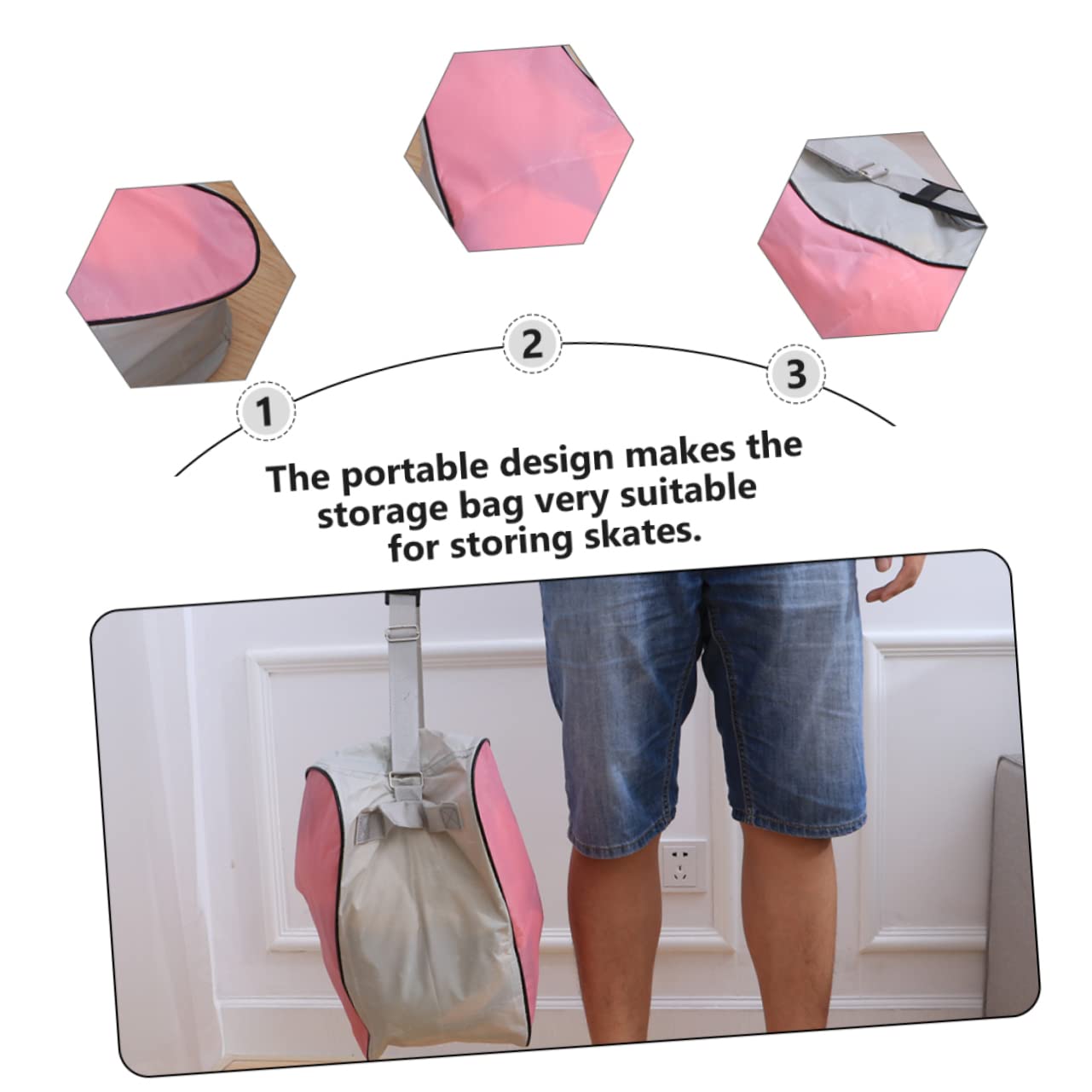 ibasenice Borsa Triangolare per Pattini, 2 Pezzi in Oxford Rosa | Roller Skates e Ice Skates, Design Portatile, Facile da Pulire, Formato Organizer