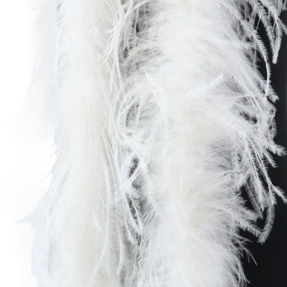 Federboa,Flauschige Strauß Federn Schal Länge ca. 2m,Federgirlande,Federschal Einfarbig Straußenfeder Schal,Feder Boa Kostüm-Accessoire für Charleston 20er Jahre Flapper Karneval,Weiß