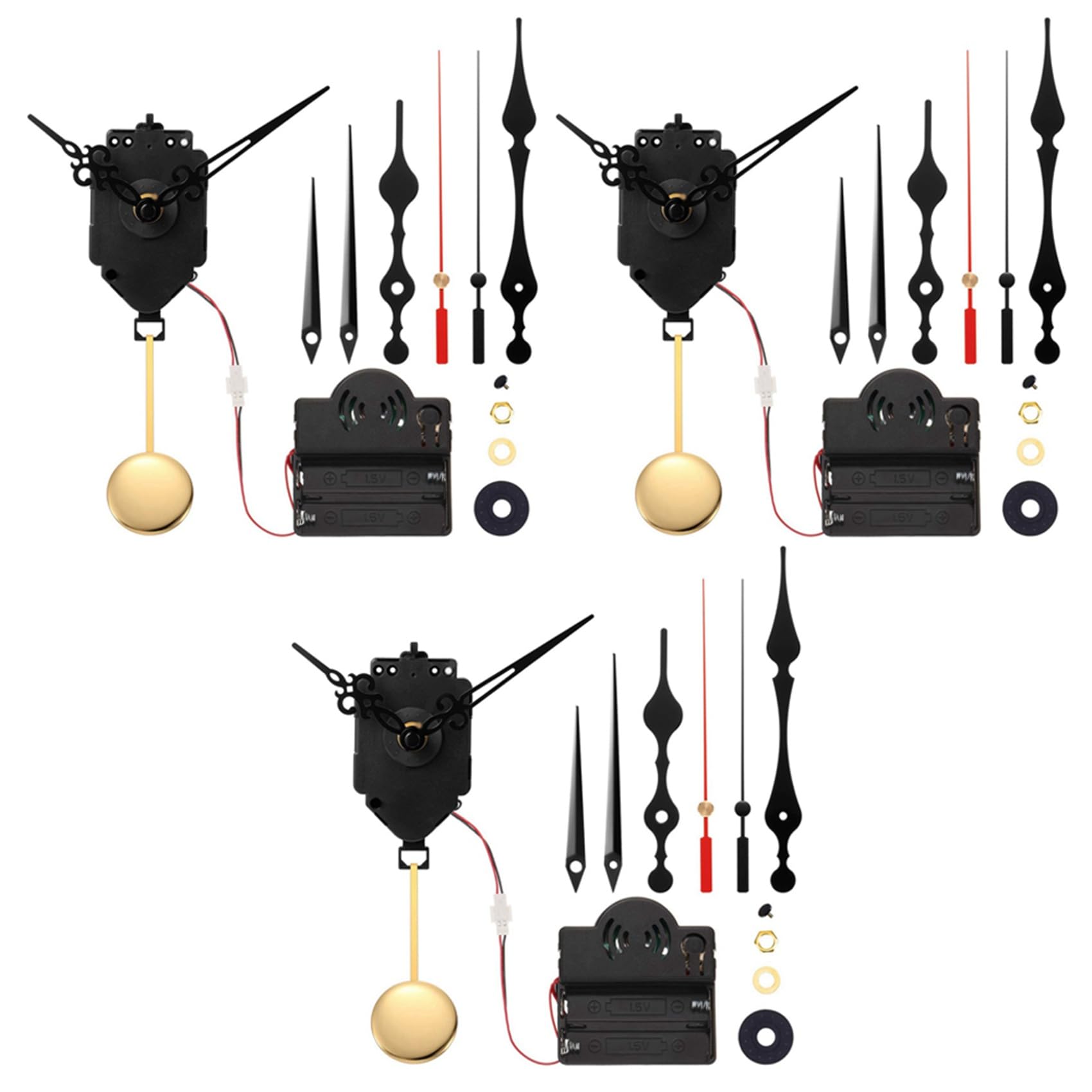 Hndhbfgrt 3X Quartz Pendulum Trigger Clock Movement Chime Melody Mechanism Clock Kit with 9 Pairs of Hands