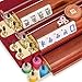 Yellow Mountain Imports American Mahjong Set, Golden Fortune with 166 Acrylic Mahjong Tiles, Inlaid Wooden Case, Racks and Other Accessories