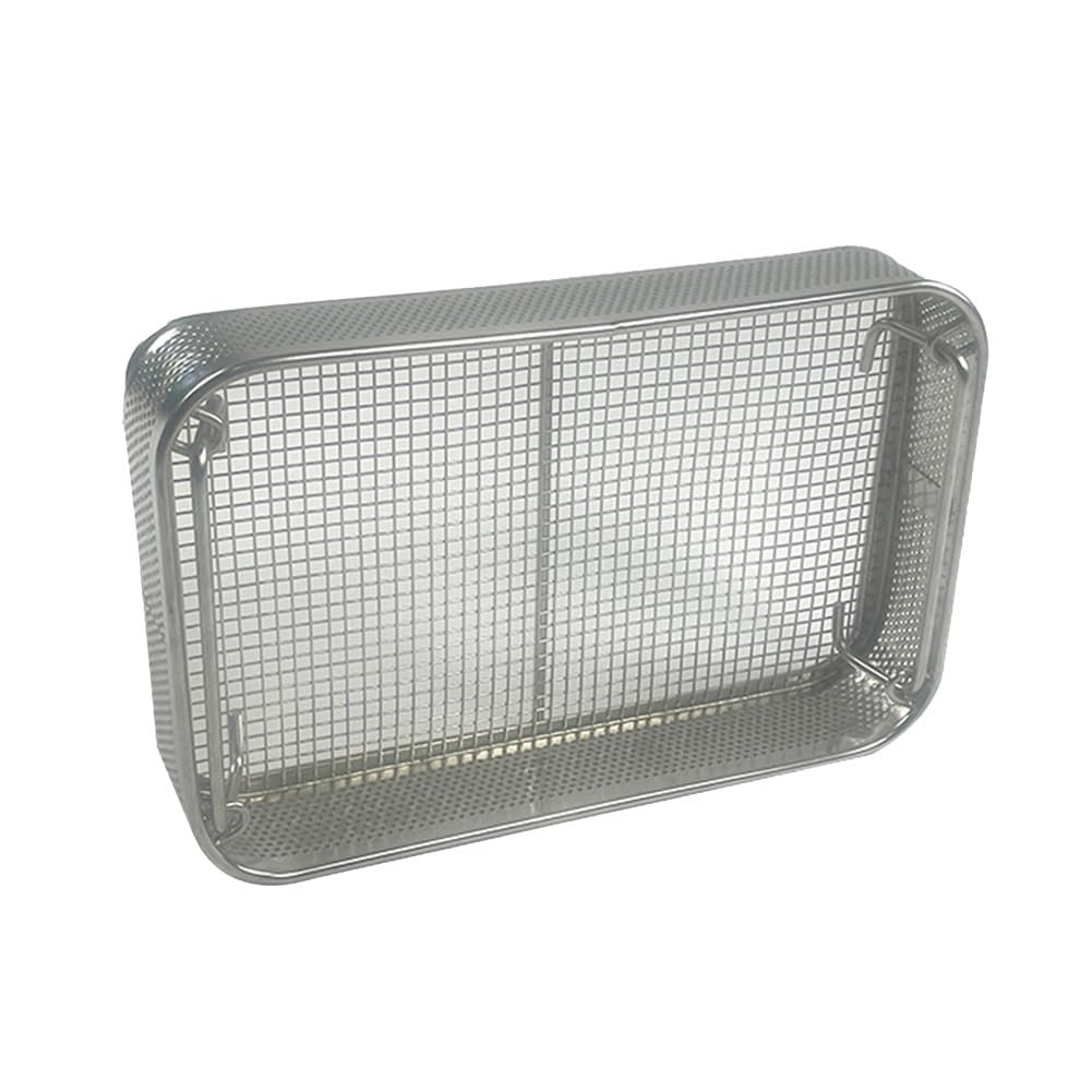 Cesta de esterilización de acero inoxidable 304 para instrumentos médicos y dentales, desinfección duradera para suministros de limpieza, 40 x 25 x 7 cm