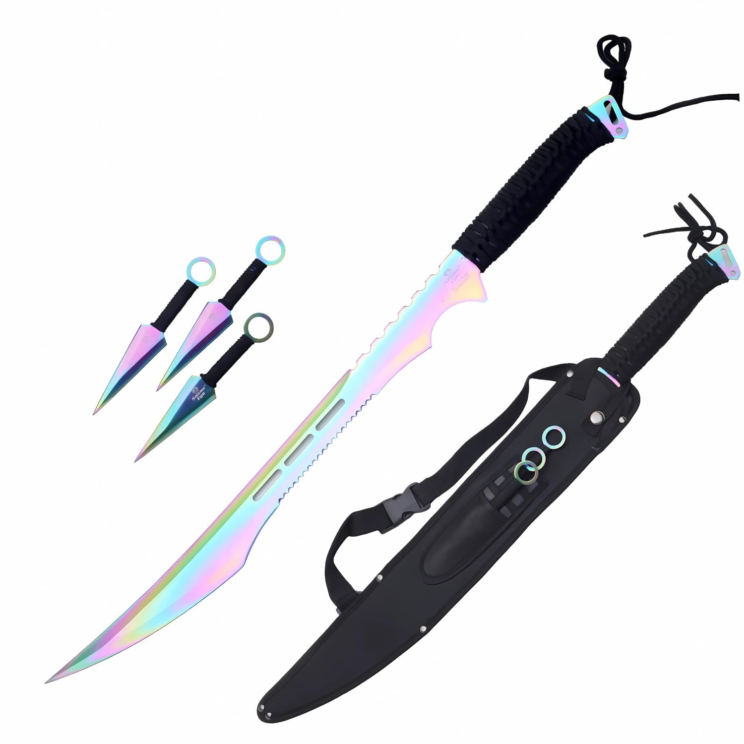 Snake Eye Tactical Fantasy Design Ninja Sword Comes with Nylon Sheath (Rainbow)