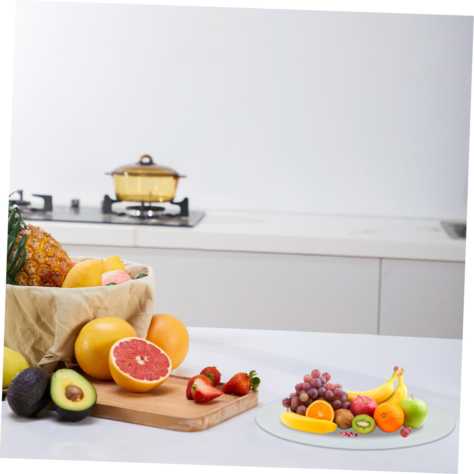 Tabla de Cortar Frutas Y Verduras Redonda de 30 Cm Resistente a Los Arañazos Y a Las Manchas Utensilio de Cocina sin Base