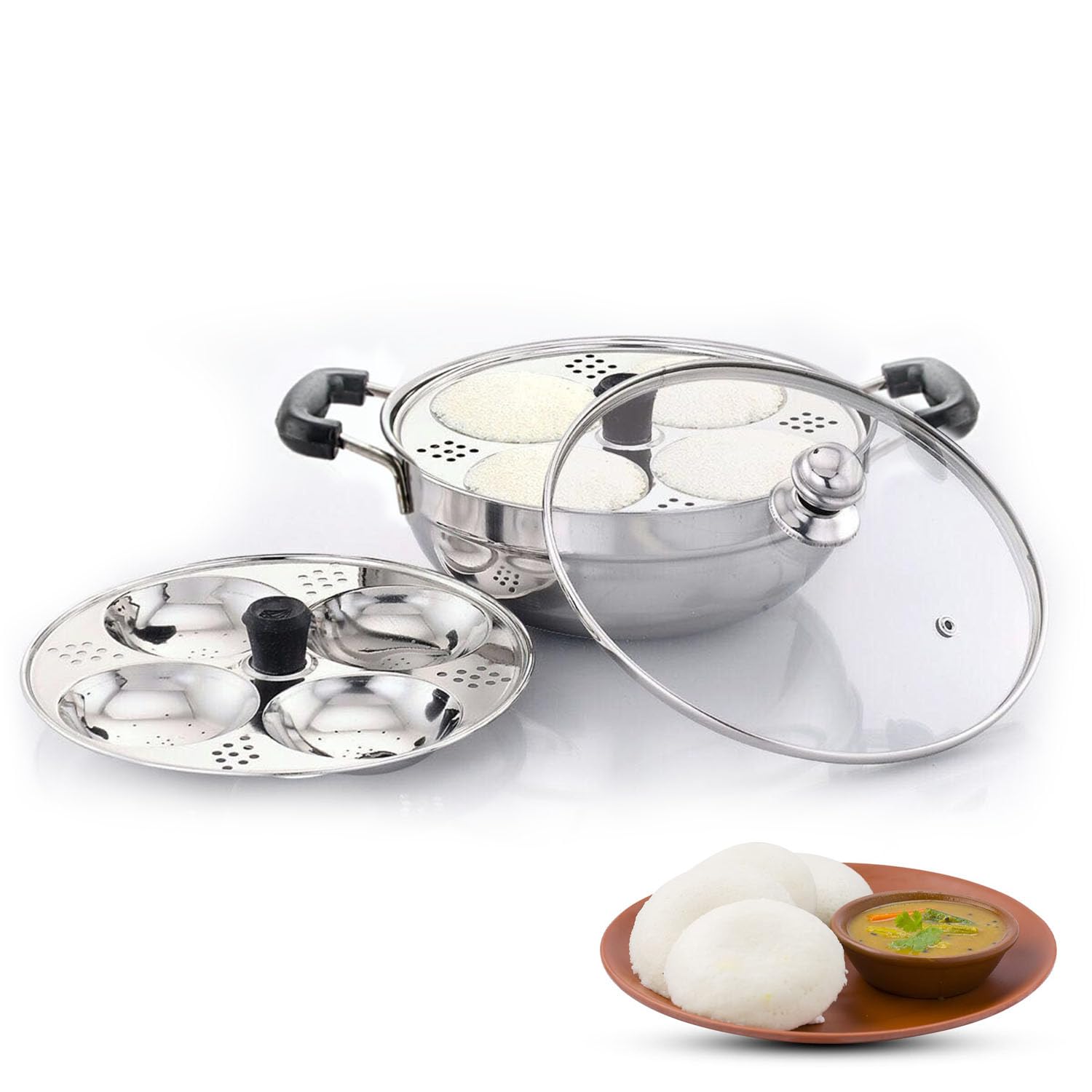PANCA Stainless Steel Idli Maker 2 Plates With Glass Lid, Makes 8 Idli, Premium Idli Cooker,Multipurpose Kadai For Cooking And Serving, Premium Idli Pot With Glass Lid (8 IDLI) (B0D8Y1VCMQ) Amazon Price History, Amazon Price Tracker