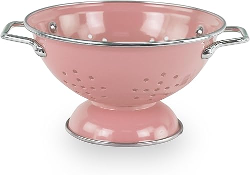 Miniatura 13 de Reston Lloyd, Cesta coladora de cocina de acero con recubrimiento en polvo de 1 cuarto de galón para drenar pasta, verduras y frutas, asas cromadas