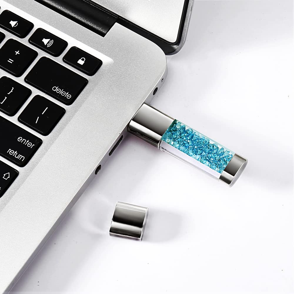 Piękny diament USB 2.0 pamięć flash pamięć danych pamięć USB wisiorek prezent (16 GB, jezioro niebieski)