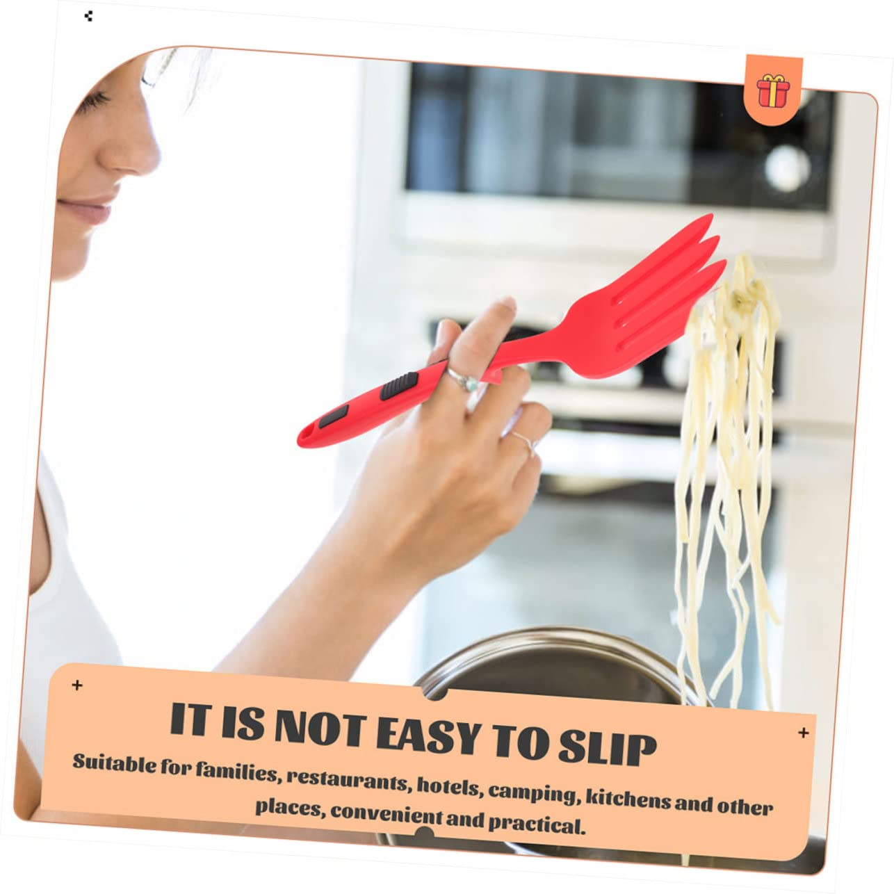 GRIRIW Flexible Cooking Forks Set Kitchen Forks Comfortable Grip for Pasta Noodles