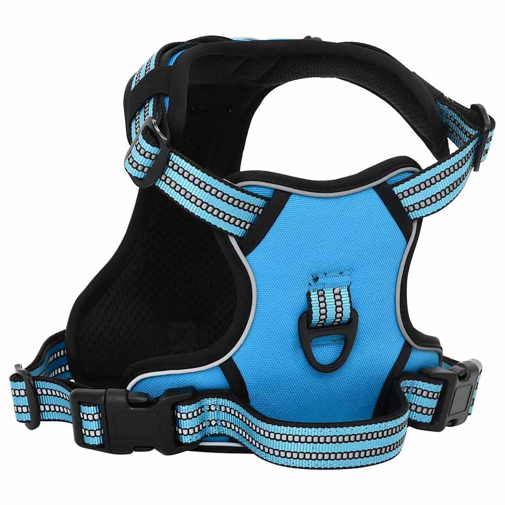 Pettorina per cani riflettente, regolabile, blu, XL, in poliestere, con 4 cinghie e 2 anelli, traspirante e lavabile, comoda per passeggiate e allenamento