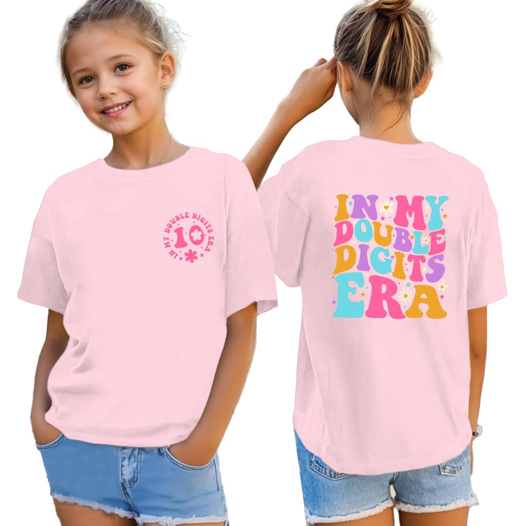 in My Double Digits Era Birthday Girls Shirts 10 Year Old Girl Tshirt 10th Birthday Shirts for Girls Party Gift Tee Tops