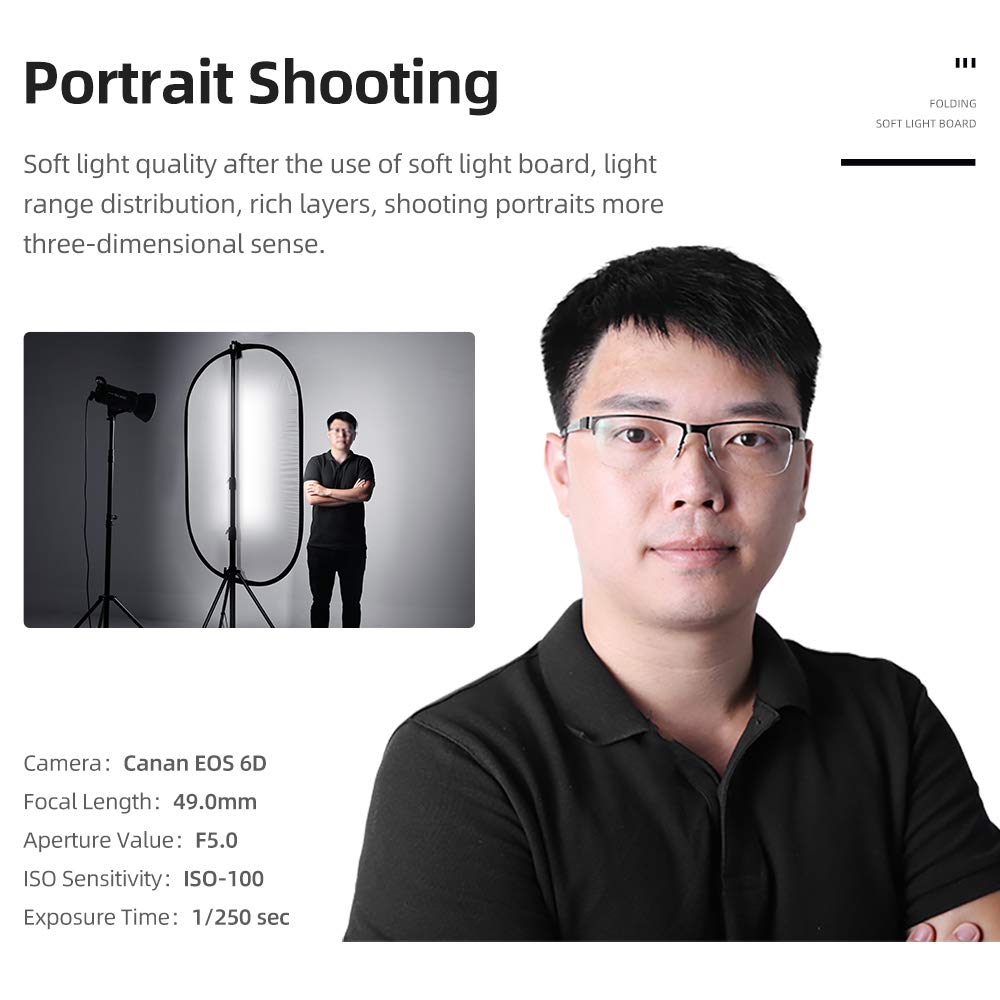 AMBITFUL Soft Light Board Photography Studio Lighting Reflector Pop-Out Foldable Soft Diffuser Disc Panel with Carry Bag for Video Recording (80 x 120 cm)