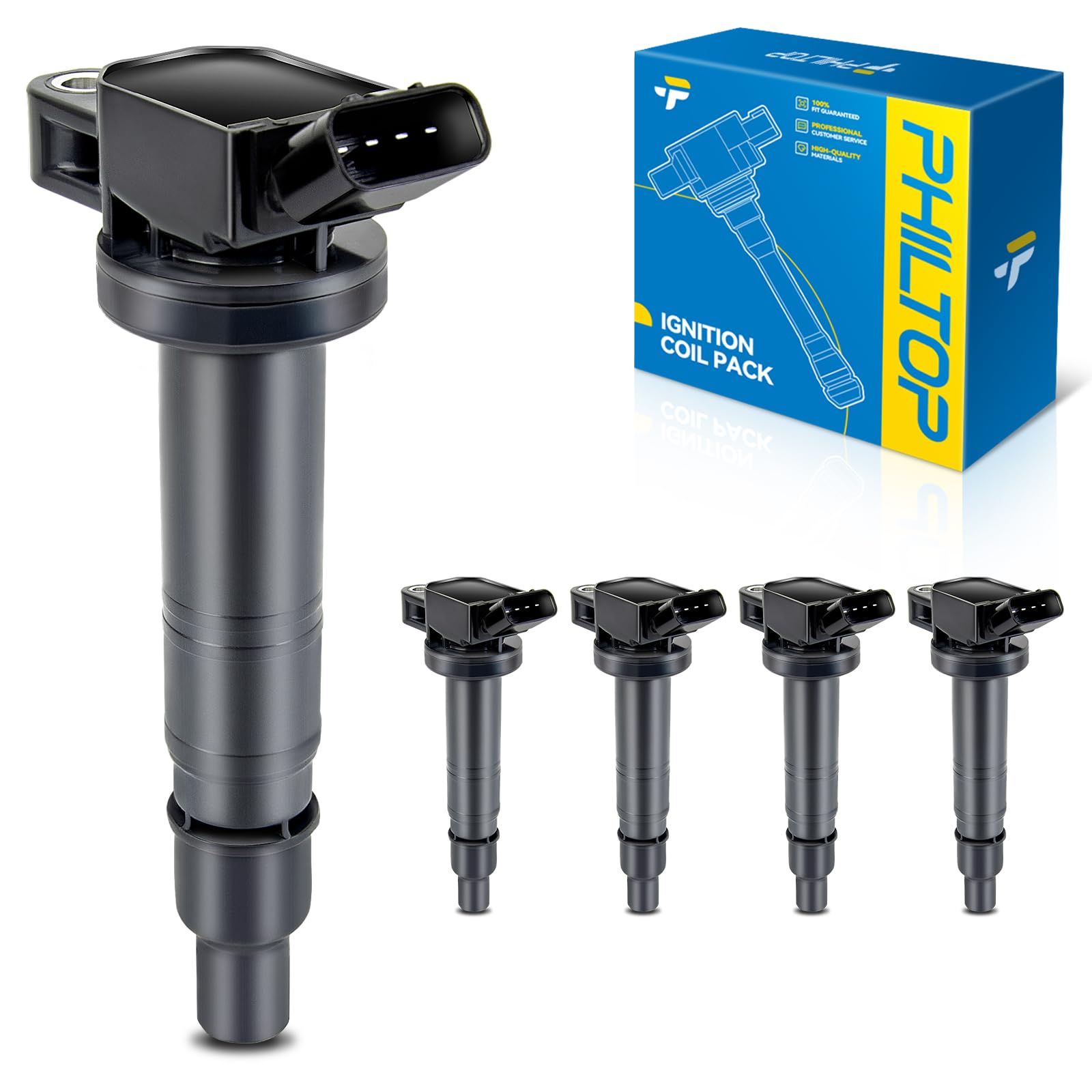 PHILTOP UF495 Ignition Coil Pack for 2003-2010 4Runner, 2006-2011 Camry, 2010-2015 xB, 2017-2021 Tacoma, 2009-2012 Matrix, 2005-2011 Tundra, 2007-2008 Solara, 2009-2010 Corolla