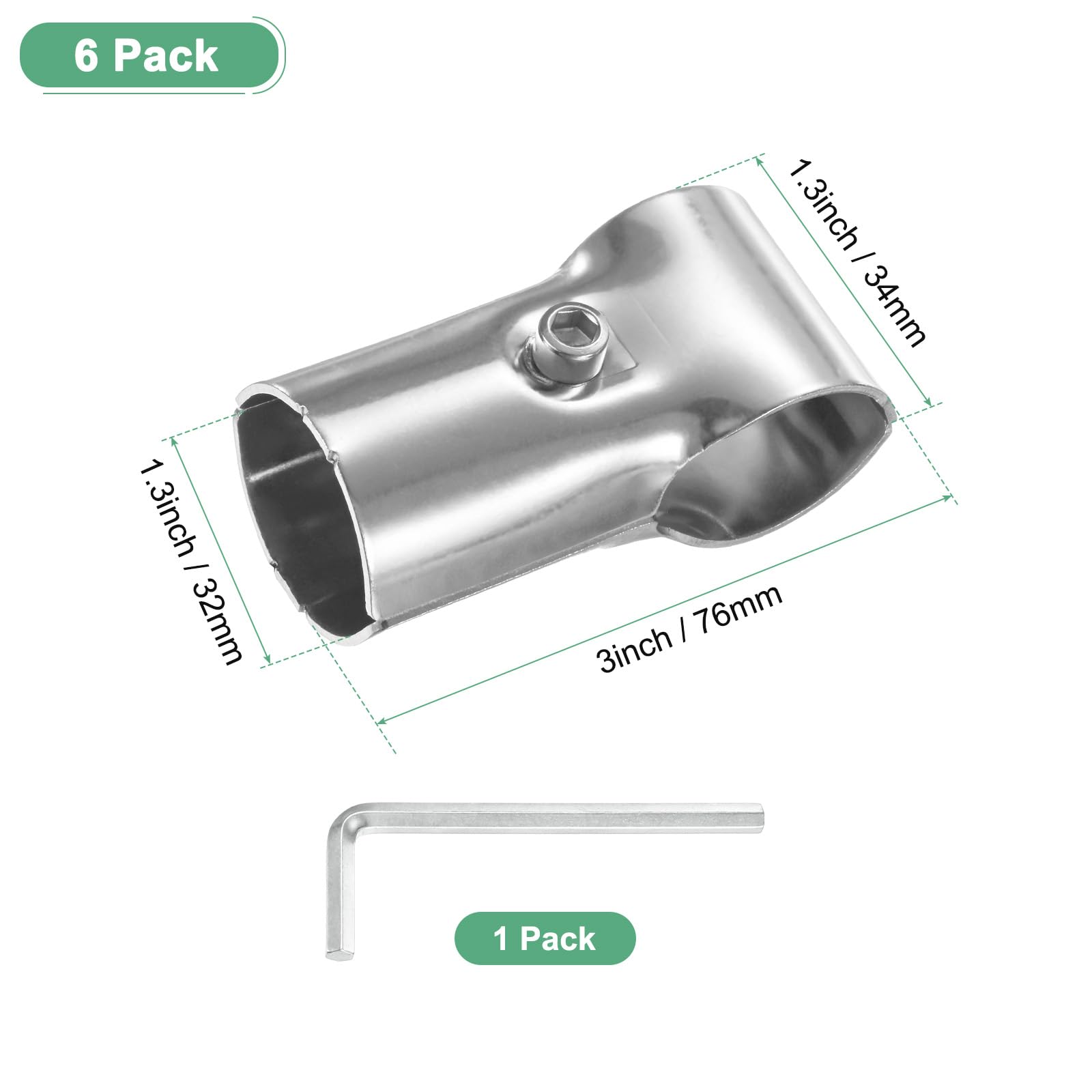 M METERXITY 6-Pack Structural Pipe Connector, T Clamps Stainless Steel Pipe Connector for OD 1.3" or 32MM Pipe, Conduit Connectors - Image 3