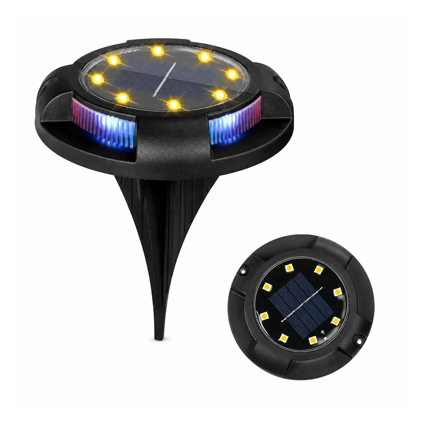 Luci Solari da Terra, Confezione Da 4 Luci Solari A Disco 12 LED Per Giardino Esterno Sotterraneo per passerella da patio(4pcs Warm 4 RGB)