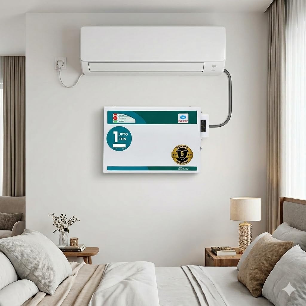 Everest EW 300 Deluxe Voltage Stabilizer Used Upto 1.5 ton AC | Convenient LED Indicator | Working Range : 170 V to 270 V | (White) 2