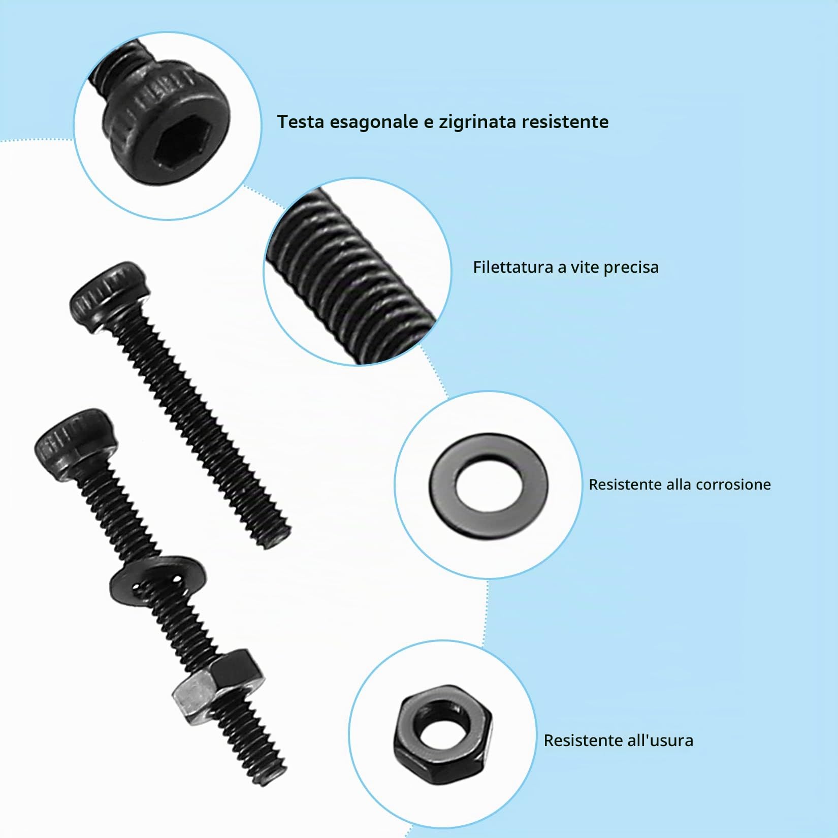 660 Pezzi M2 Viti e Bulloni e Dadi Set, Set di Viti a Esagono Incassato e Bulloni e Dadi e Rondelle Kit, Viti a Testa a Esagonale Bussola, Vite e Rondelle a Testa Brugola, Nere
