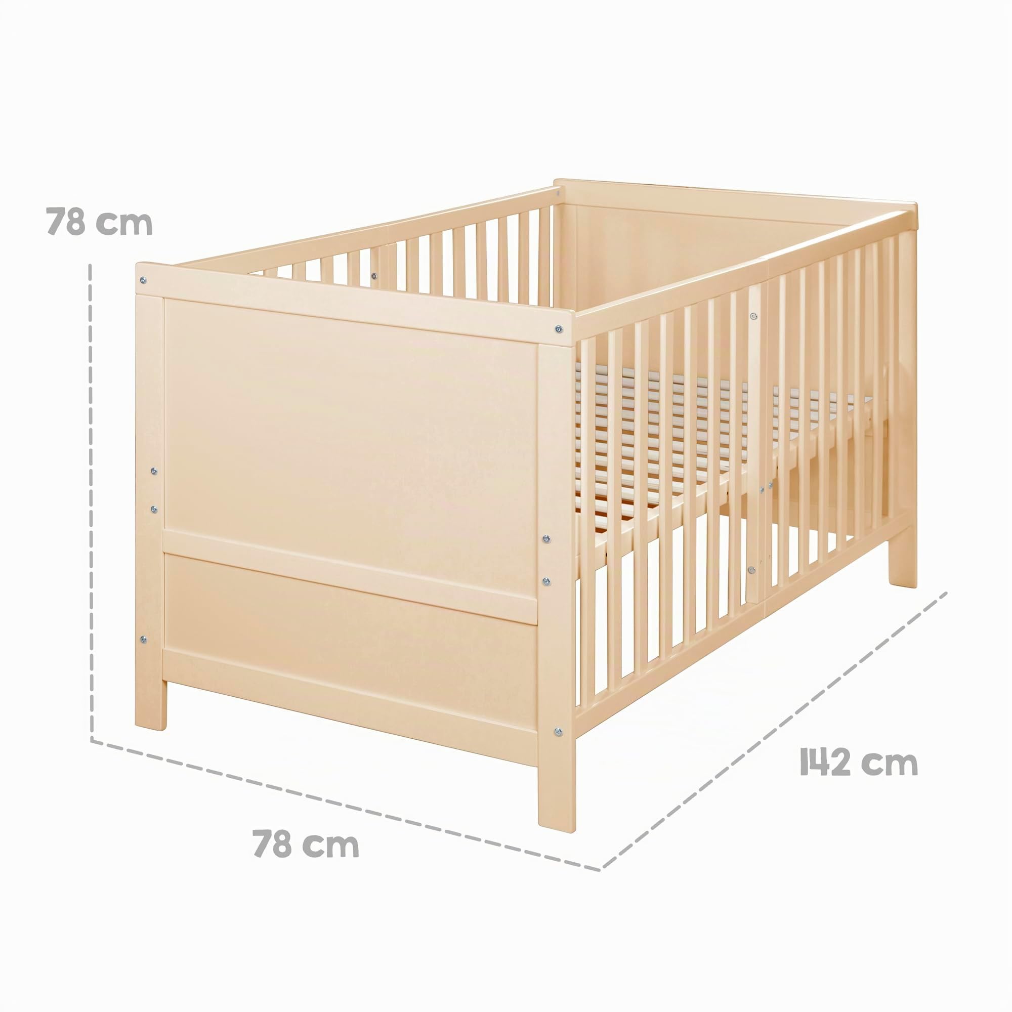 roba Lettino Trasformabile EASY SLEEP - 70 x 140 cm - Elementi Convertibili Inclusi - Montaggio Rapido - Resistente e Moderno - 3 Altezze - Legno Naturale