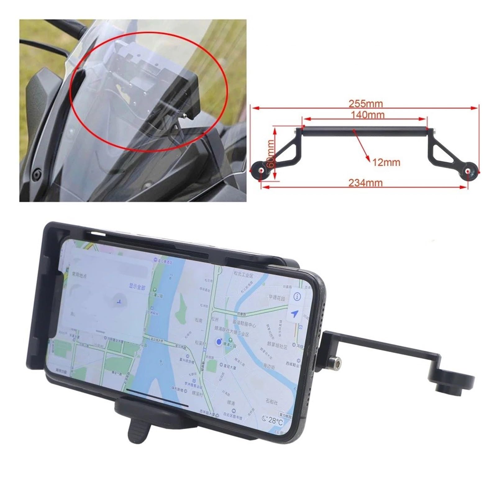 Supporto Per Telefono Moto Per XMAX 300 125 250 400 Staffa GPS per moto | Nuovo Supporto Anteriore Telefono Supporto Per Smartphone Staffa Di Navigazione GPS Telefono(C)