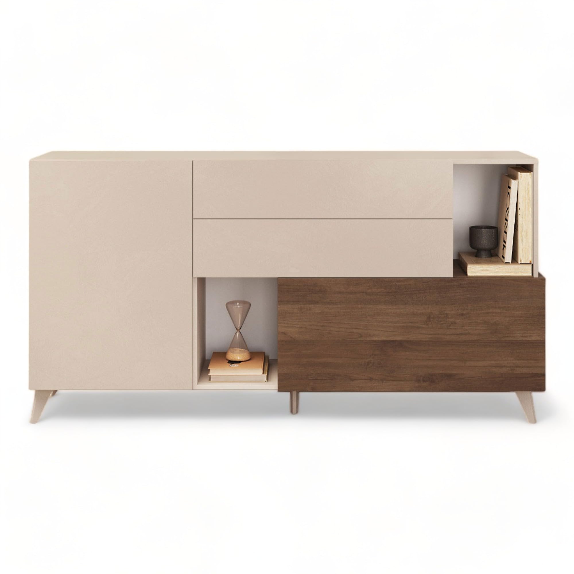 Web Convenienza Madia con Ante e Cassetti Made in Italy – Credenza Contenitore Collezione Riviera per Soggiorno Cucina Ingresso Sala da Pranzo Mobile Design moderno (Cashmere/Mercure, 180cm)
