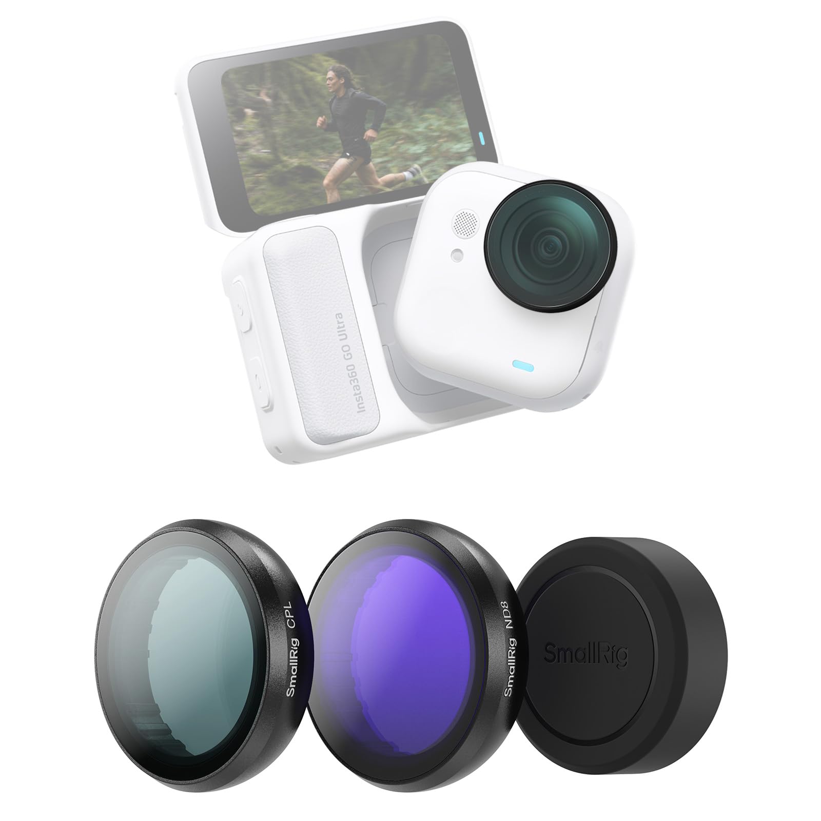 SMALLRIG GO Ultra Filter Kit for Insta360 GO Ultra, Snap-on Design, Includes ND8 Filter, CPL Filter, Silicone Lens Cover, and Cleaning Cloth - 5862