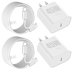 iPhone 17 16 Charger 45W Type C Charger Fast Charging Block 2Pack Quick USB C Phone Chargers 10FT