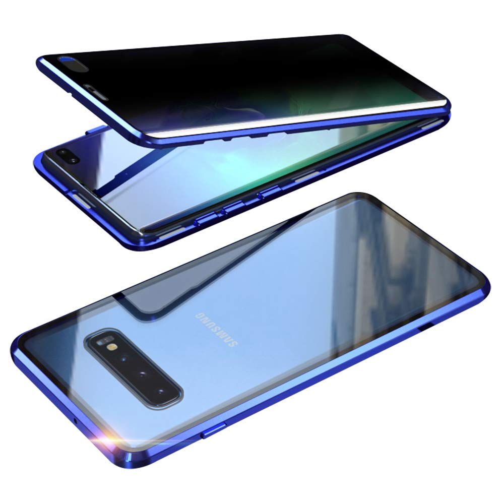Galaxy S10e Case,Shinetop Privacy Anti-Peeping Magnetic Adsorption Case  Metal Frame Front and Back Tempered Glass Flip Anti-Spy Cover 360 Full Body