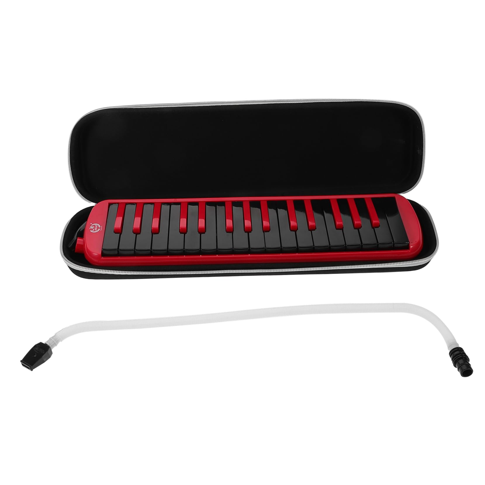 Melodica 32 Tasti Rosso Nero Strumento Musicale per Principianti | Abs e Piastra in Ottone, Bocchino e Tubo Inclusi, Borsa Eva per Trasporto e Custodia