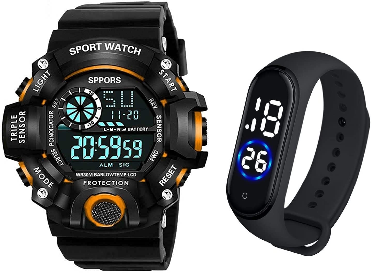 SELLORIA A Digital Watch Shockproof Multi-Functional Automatic Black Strap Waterproof Digital Sports Watch for Mens Kids Watch for Boys (Orange) (B0BT7MYVRV) Amazon Price History, Amazon Price Tracker