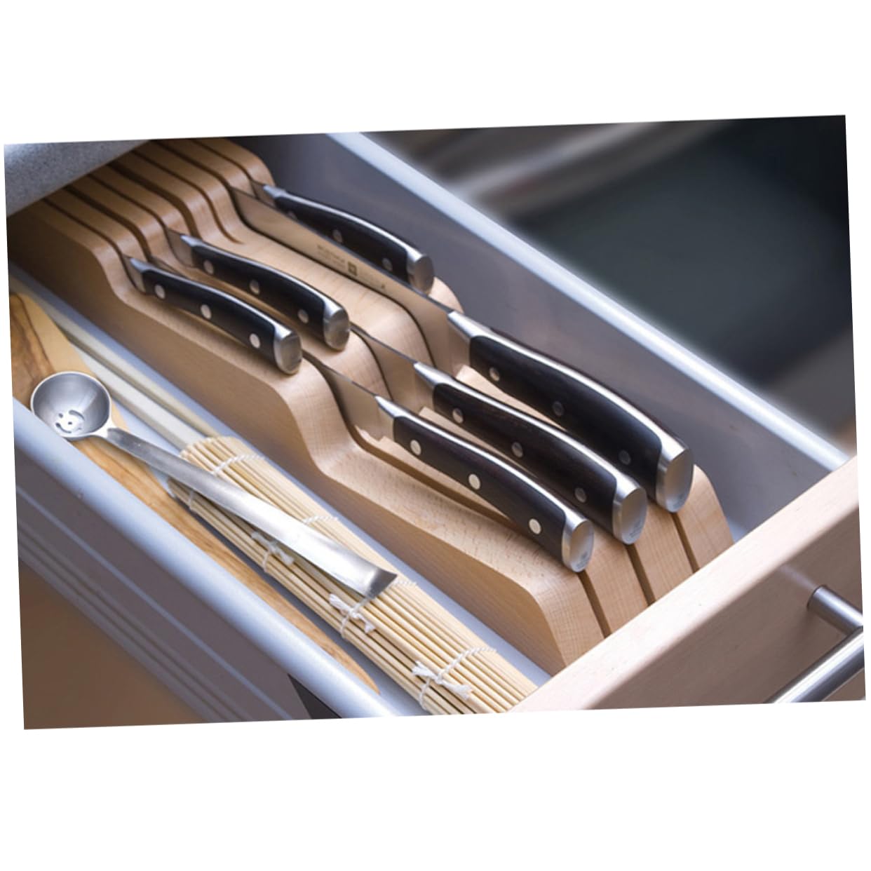 COLLBATH Schubladeneinsatz Aus Bambus Organizer Für Cutter Aufbewahrungsfächer 38,5 X 10,5 X 4,5 Cm Leicht Zu Reinigen Platzsparend