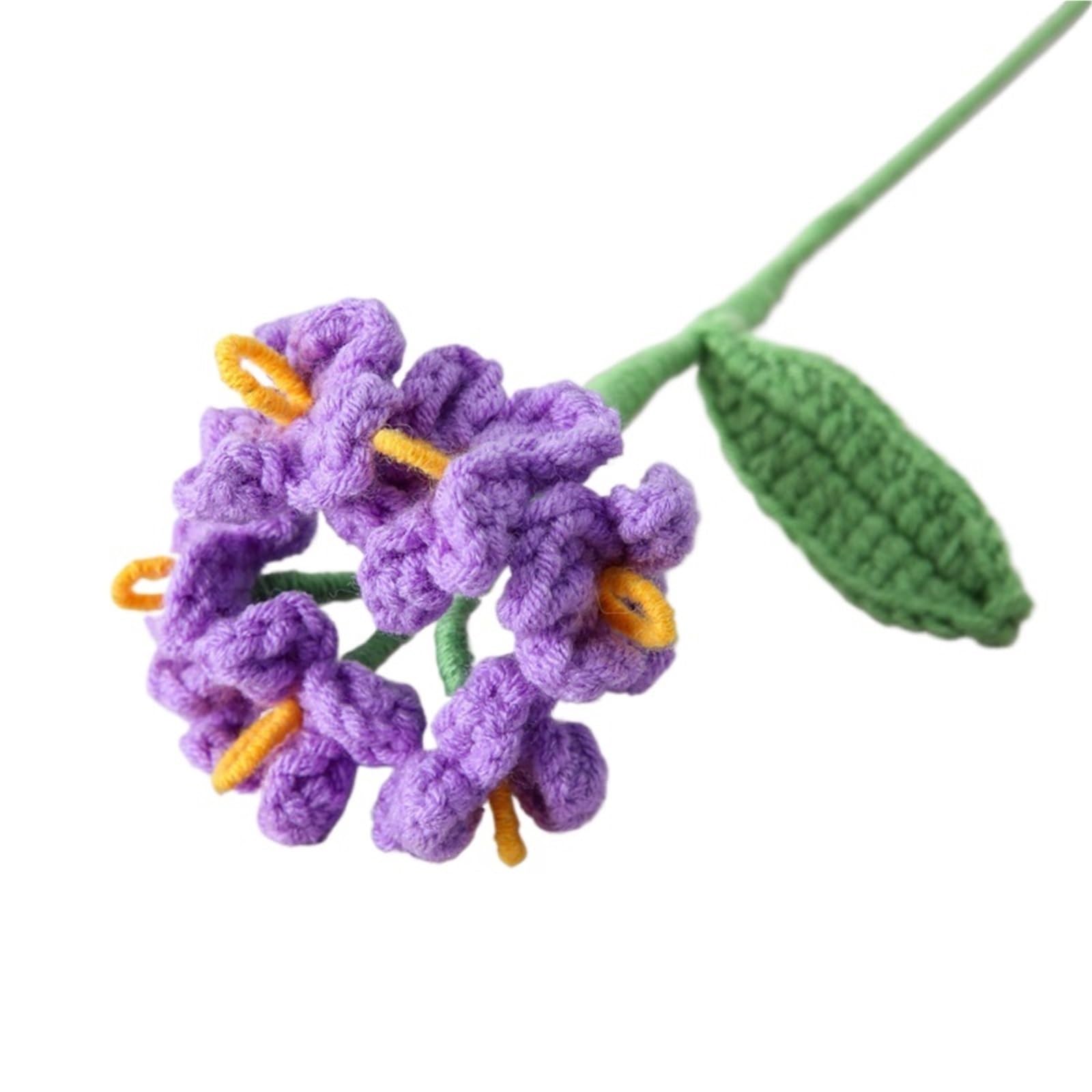 ENWWCH 2pcs Crochet Flowers Knitted Graduation Bouquet Woven Artificial For Home(Color4)