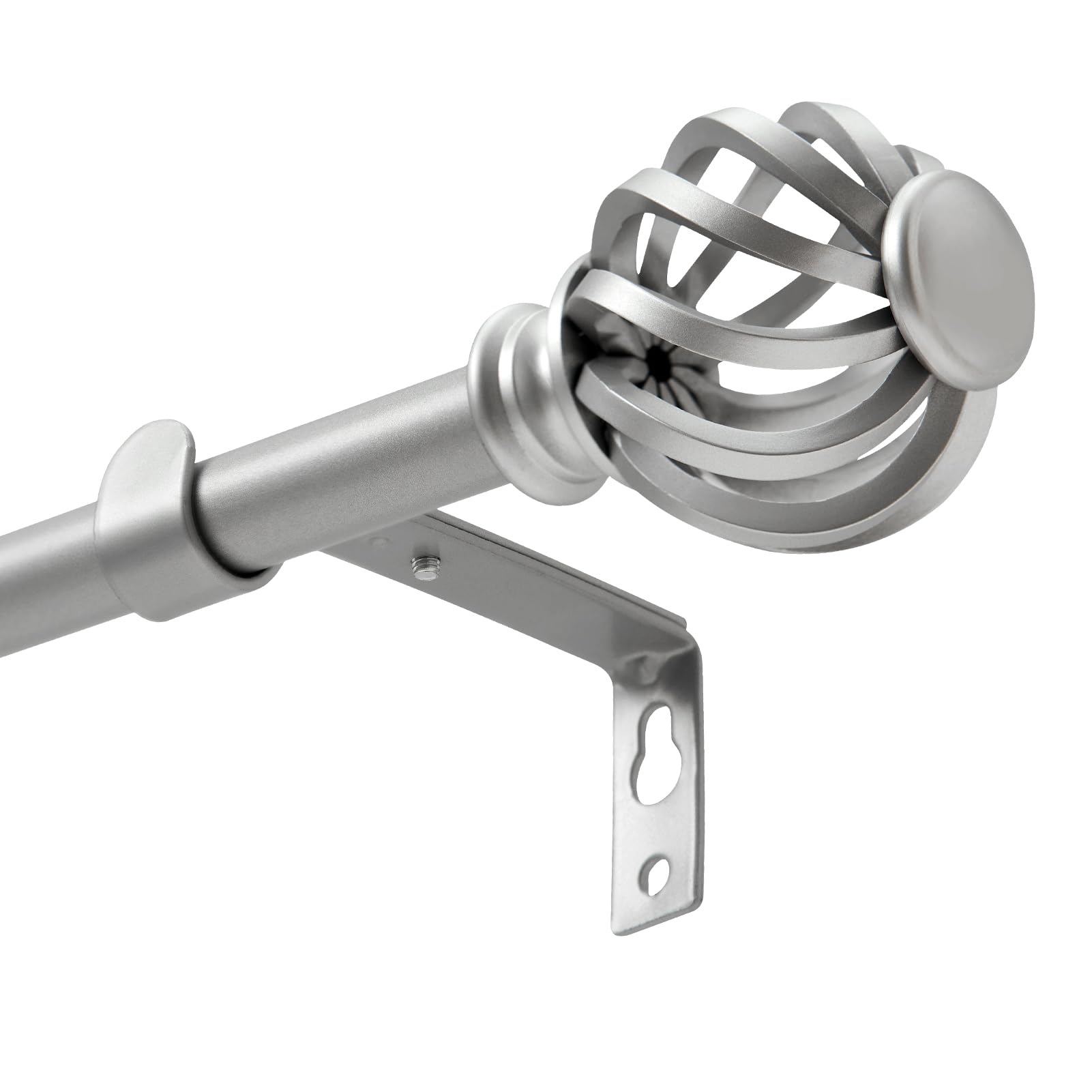luvenia silver decorative curtain rods,adjustable curtain rod for windows 28 to 48 inch(2.3-4ft),small curtain rod for bedroom, living room,kitchen,farmhouse
