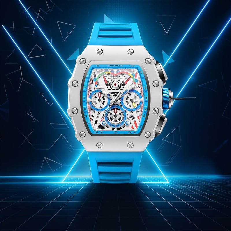 Image of Giordano Multifunction Watch for Men with Day, Date, and 24-Hour Sub-Dial, Water Resistant Square Dial Unique Design