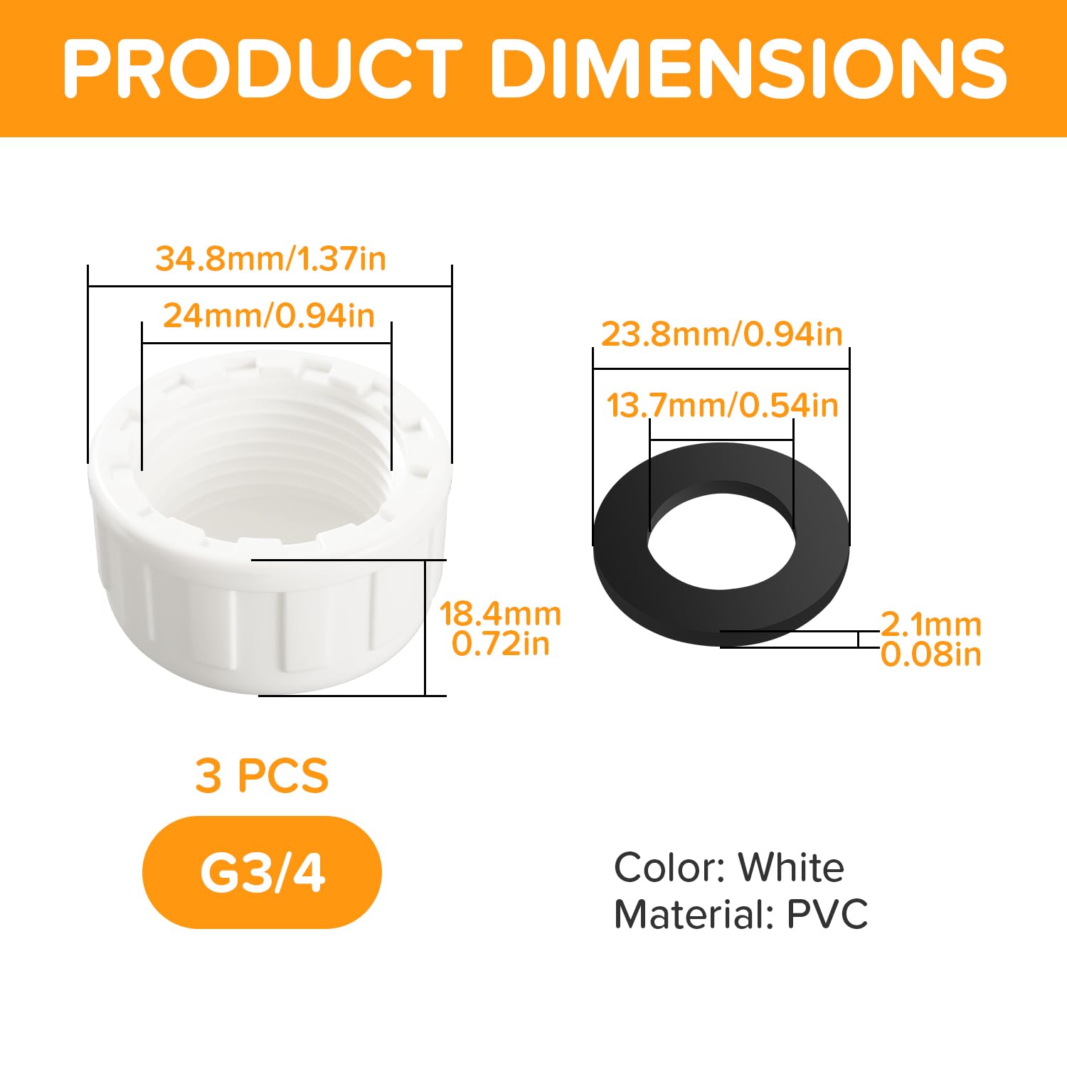 Lot De 6 Bouchons De Tuyau En PVC à Filetage Mâle 1,27 Cm 1,9 Cm 1,5 Cm Raccords De Micro-irrigation Connecteurs De Tuyau D'eau Bouchons D'extrémité