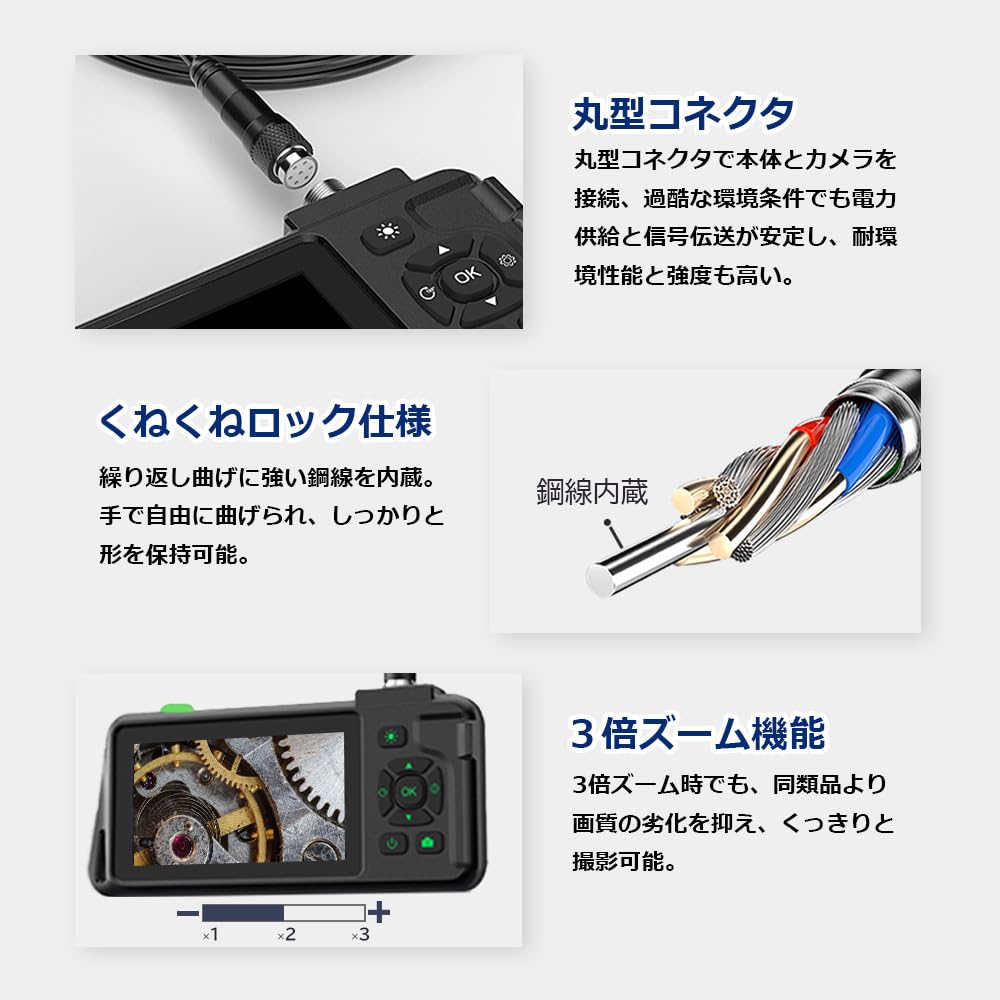 Amazon.co.jp: ファイバースコープ 7.8mm 2レンズ 4.5インチIPS液晶
