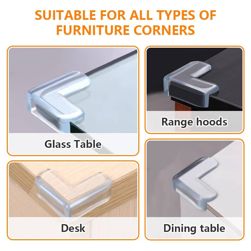 Lot de 8 Protections d'angle de Table de Type L pour Enfants, Protection des Coins de Table, Protection des Bords, Coins Anti-Collision Transparents pour Meubles tranchants